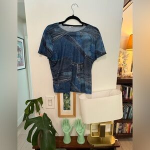 Miaou Mesh Denim Print Set